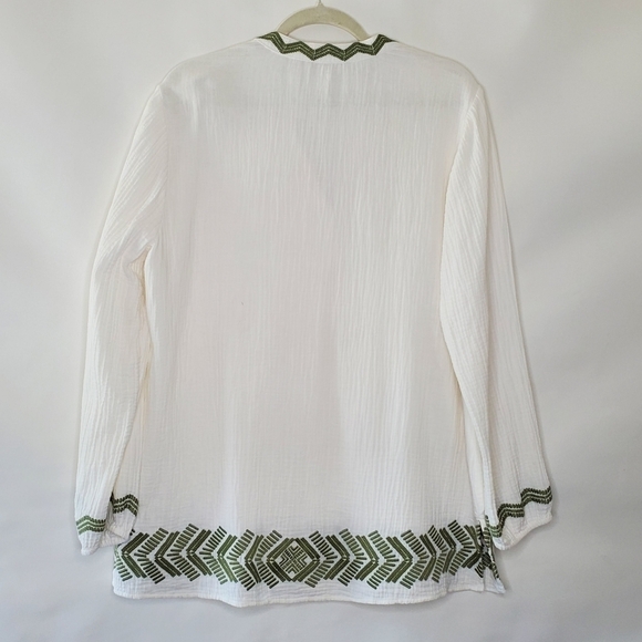 Soft Surroundings Gauzy Embroidered Tunic Size L White Pullover Top Boho Spring - Picture 5 of 12